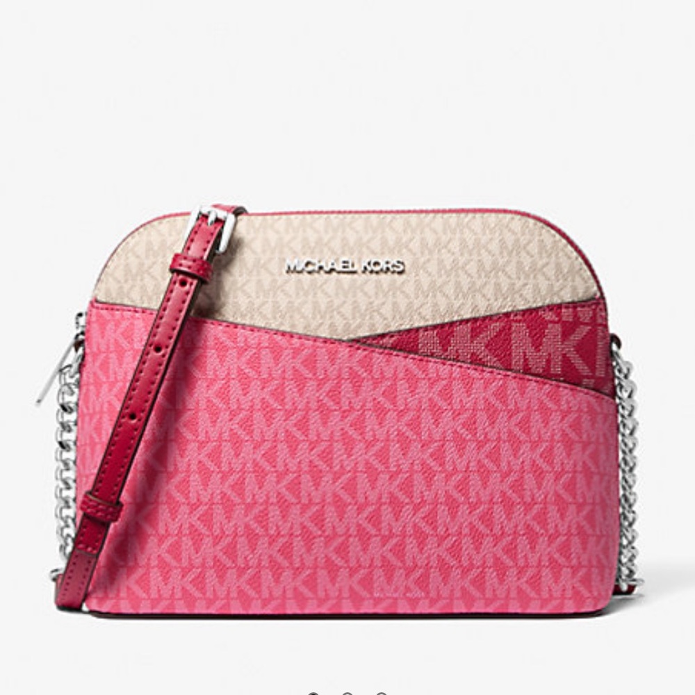 MICHAEL KORS JST Color-Block Logo Crossbody MD DOME XCROSS XBODY
DARK RASPBERRY